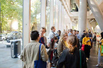 People talking during conference break