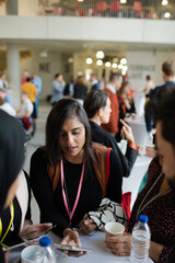 People talking during conference break