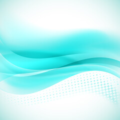 Fototapeta premium Abstract turquoise background with light lines and wavy halftone. vector illustration
