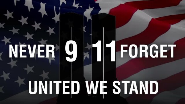 Patriot Day. September 11. We will never forget. United States Flag with 911 concept. 9.11 Never Forget USA footage video. September 11, Patriot Day background in colors of national american flag
