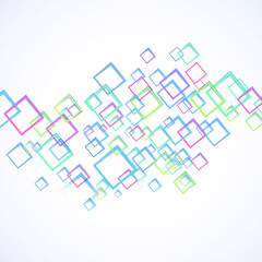 Abstract background with colorful flying squares. Vector illustration