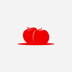 simple modern flat logo design template fruit red apple