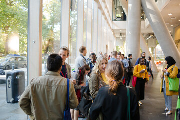 People talking during conference break