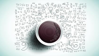 Coffee cup  for success with plan,think,search,analyze,communicate, futuristic idea innovation technology modern.vector