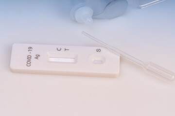 Covid-19 Antigen Rapid test kits   on white background.