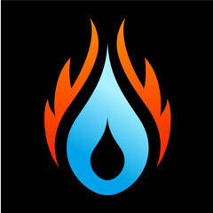 logo plombier chauffagiste flamme et eau