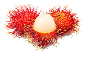 Rambutans, a sweet fruit isolated on white background close up