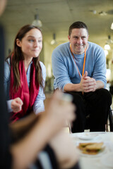 Fototapeta premium People talking during conference break