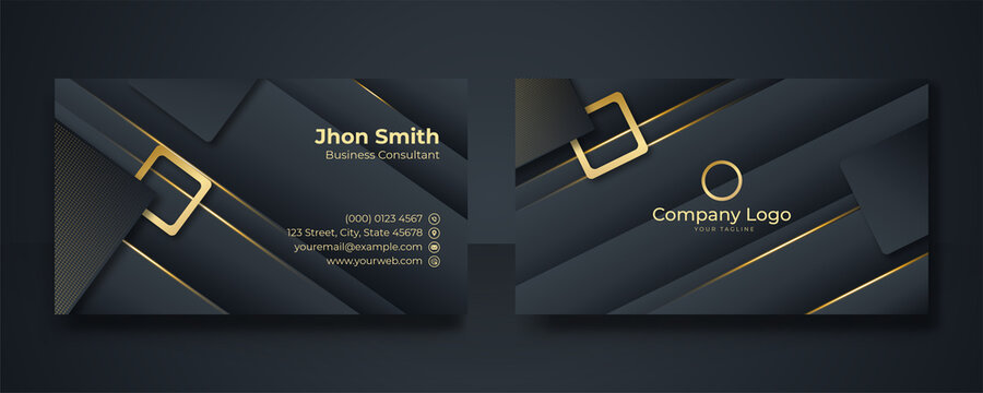 Modern black gold business card design template. Creative, Luxury, Premium, Professional, Elegant and Clean Business Card Template.