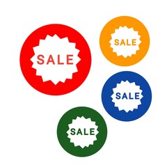 Sale set of stickers verious color web icon of brand and product promotion white background