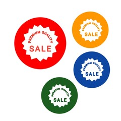 Premium quality sale set of stickers verious color web icon of brand and product promotion white background