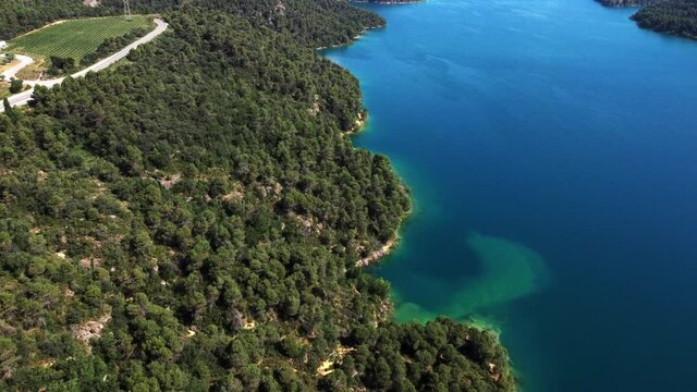 Crystal lagoons Costa del Sol island aerial Spain 