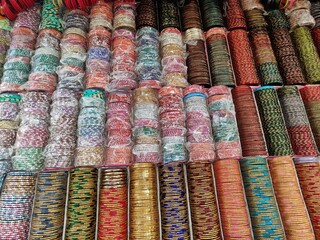 Full Frame collection of fancy, colorful bangles for sale in store