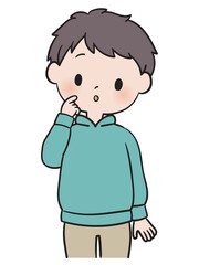 Obraz premium 考えるポーズの男の子