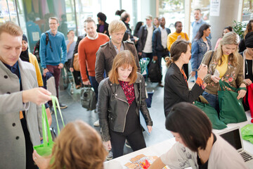Fototapeta premium Peoplesigning up for conference