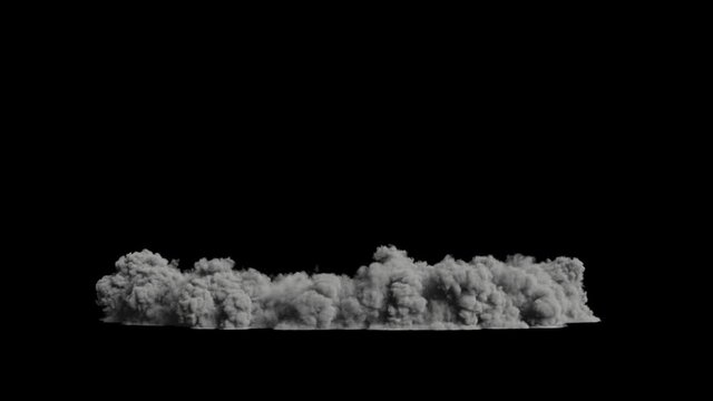 Dust wave on the ground isolated on a black background; the visual element of smoke explosion