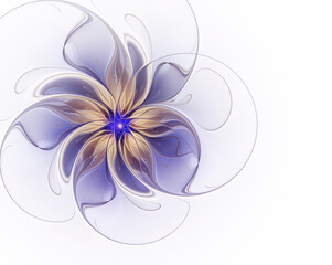 Abstract fractal beautiful purple flower on white background