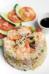 thai shrimp seafood fried rice meal in bangkok restaurant thailand