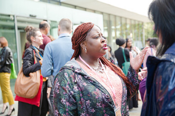 People talking during conference break