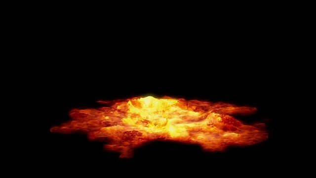 Boiling lava on a black background, close up shot used for compositing, with Alpha channel