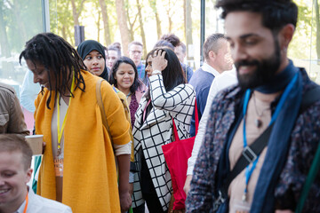 People entering auditorum hall