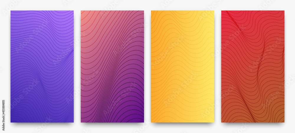 Poster set of halftone gradient backgrounds with dots