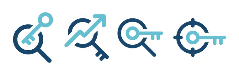 Finding key icon. Keyword symbol. Target key vector illustration