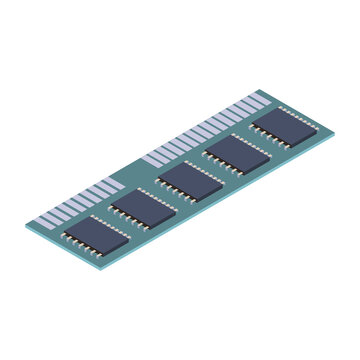 isometric ram module, teal, computer component clip art preview