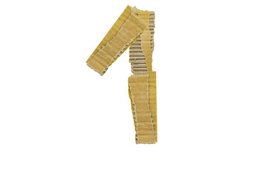The number 1 is made of cardboard