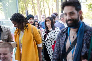 People entering auditorum hall