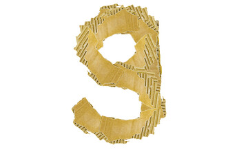 The number 9 is made of cardboard