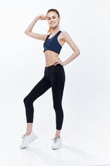 Fototapeta na wymiar athletic woman slim figure gym energy fitness
