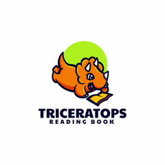 Vector Logo Illustration Triceratops Mascot Cartoon Style.
