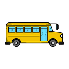 School bus hand drawn icon illustration isolated