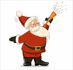 Traditional Santa Claus with a candy cracker Vector on an isolated background.