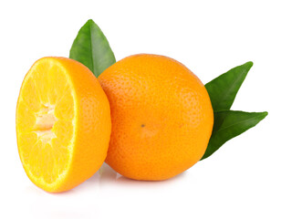 Tangerine and slice isolated on white background.