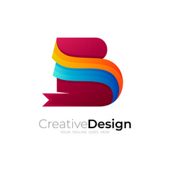 B logo design template, simple letter B logo colorful