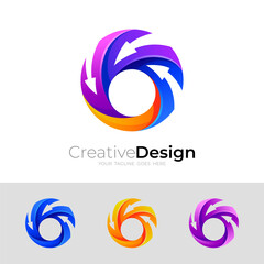 Fototapeta premium Abstract arrow logo design illustration, colorful icon