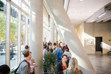 People talking during conference break