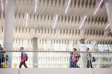 People walking in auditorium hall