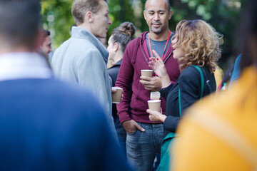 People talking during conference break