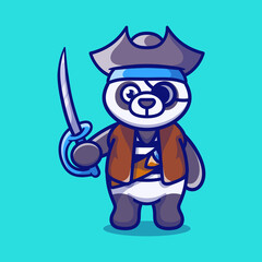 cute panda wearing pirate halloween costume
