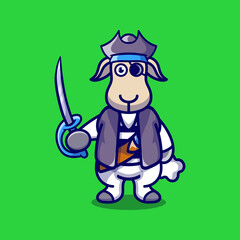 cute sheep wearing pirate halloween costume