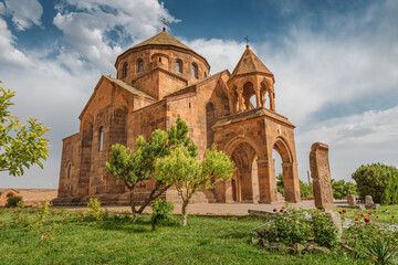 Panoramic view of ancient stone church of St. Hripsime built in the 6th century, located near the...