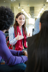People talking during conference break