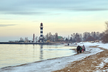 Winter walk along the Baltic Sea during restrictions