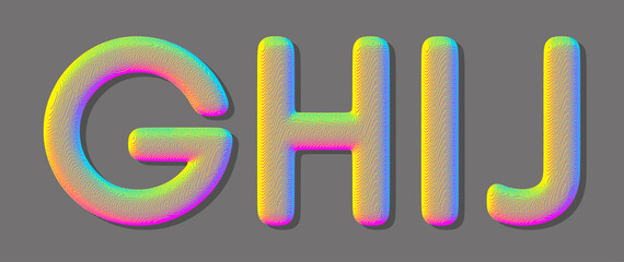 G, H, I, J letters. Voxel art. Design elements. 3d vector illustration.
