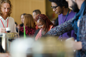 People talking during conference break