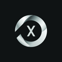 Silver Letter X Logo Design. Alphabetic Logo Design.