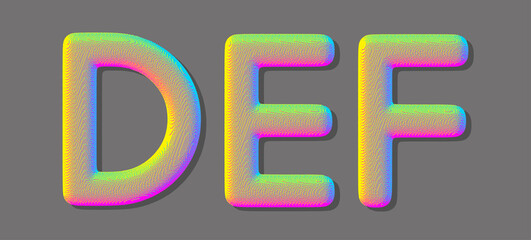 D, E, F letters. Voxel art. Design elements. 3d vector illustration.